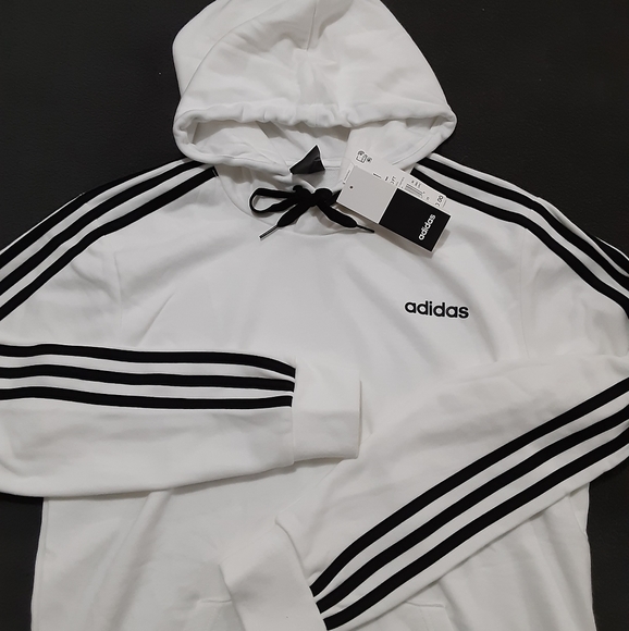 adidas Other - Adidas Hoodie Sweatshirt Mens White 3 Stripes